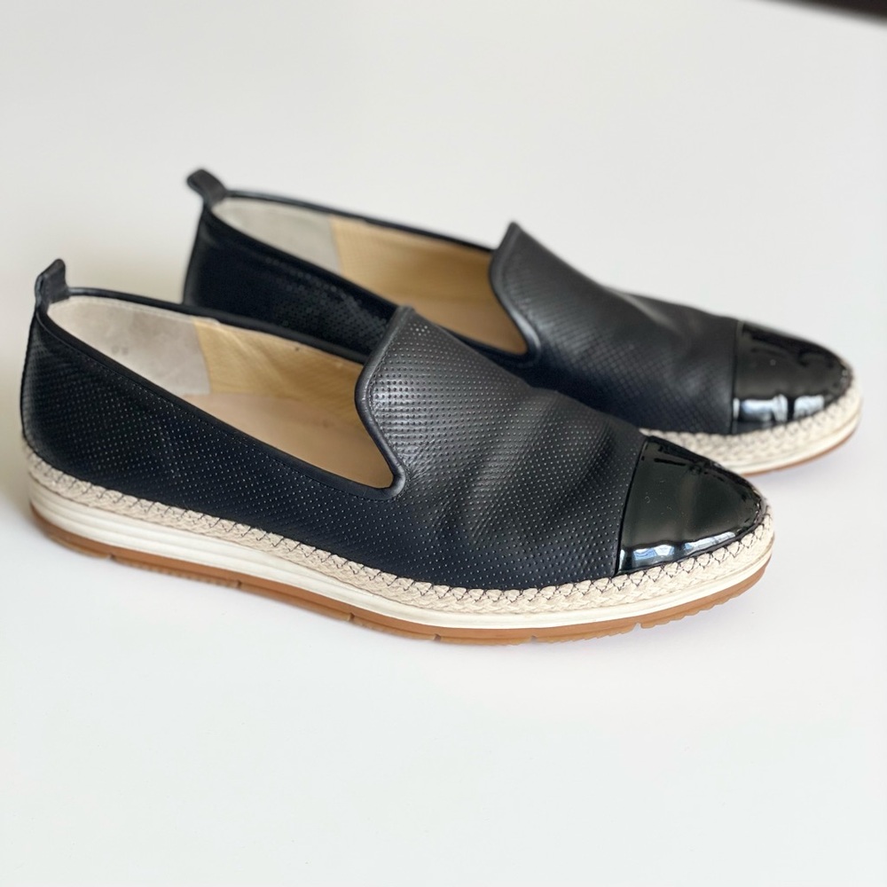 Paul Green US 8 UK 5.5 Posh cap toe black espadrille flats